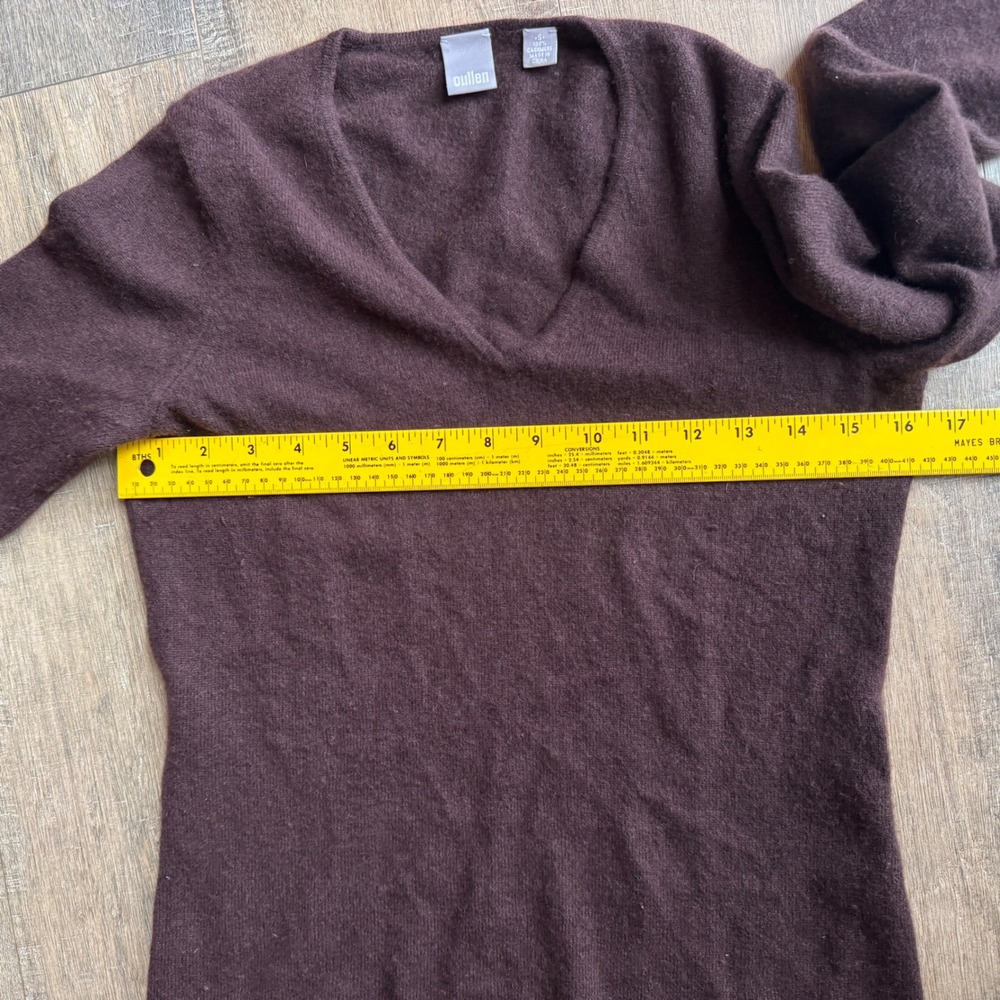 Cullen Womens 100% Cashmere V-Neck Sweater Brown Long Sleeve Size Small - Picture 5 of 5